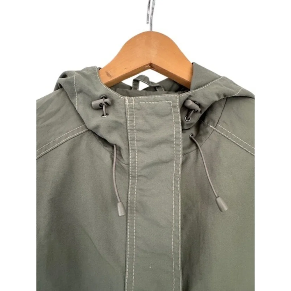 Eddie Bauer Vintage Womens Olive Green Hooded Lightweight Utility Jacket - Small